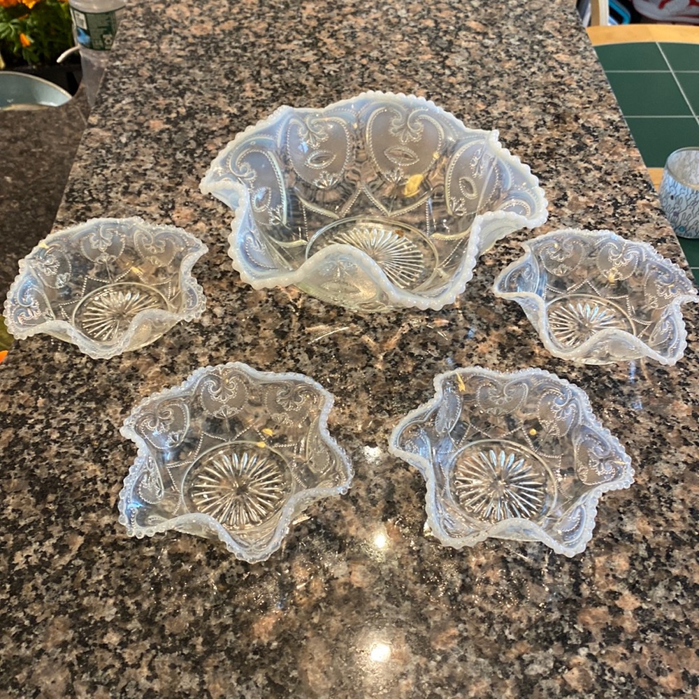 Crystal 5 piece bowl set